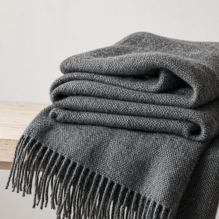 Wolldecke Merino, anthrazit — Detailansicht